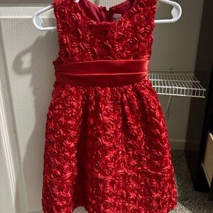 Charming Red Rosette Kids Dress